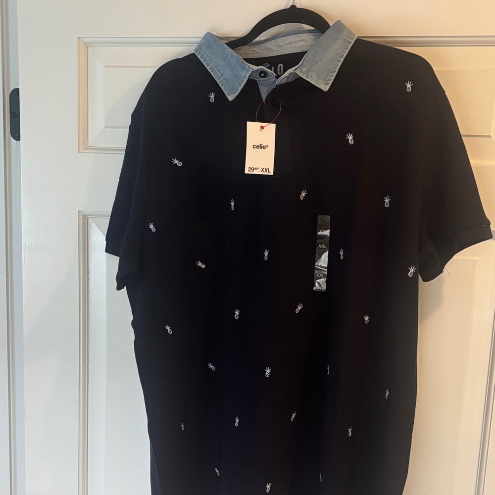 Cello Black Polo Shirt with Embroidered Details